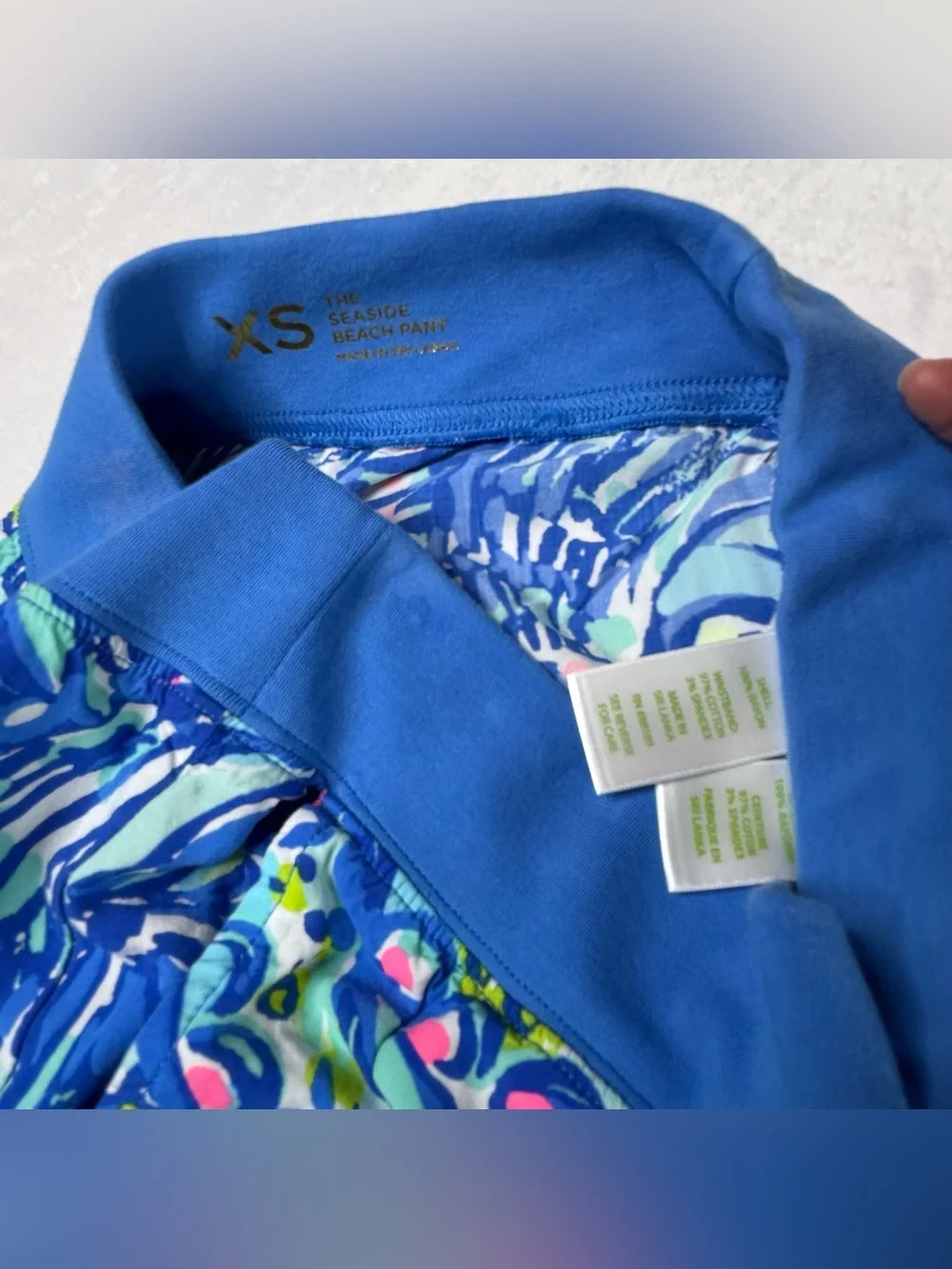 Yoga Waist Blue Floral Shell Print Wide Leg Lilly Pulitzer Lounge Bottom Size XS